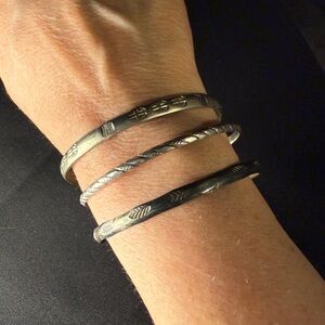 Set of 3 VTG Bangle Bracelets Sterling Silver 925 weight  32.8 G Stamped Mexico